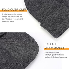 H HOME-MART Beanie Men Women,Satin Lined Knit Slouch Beanie Hat Acrylic Winter Hats for Women Men's Skullies & Beanies Silk Lining Soft Slouchy Warm Cuffed Beanie Hat (Dark Grey)