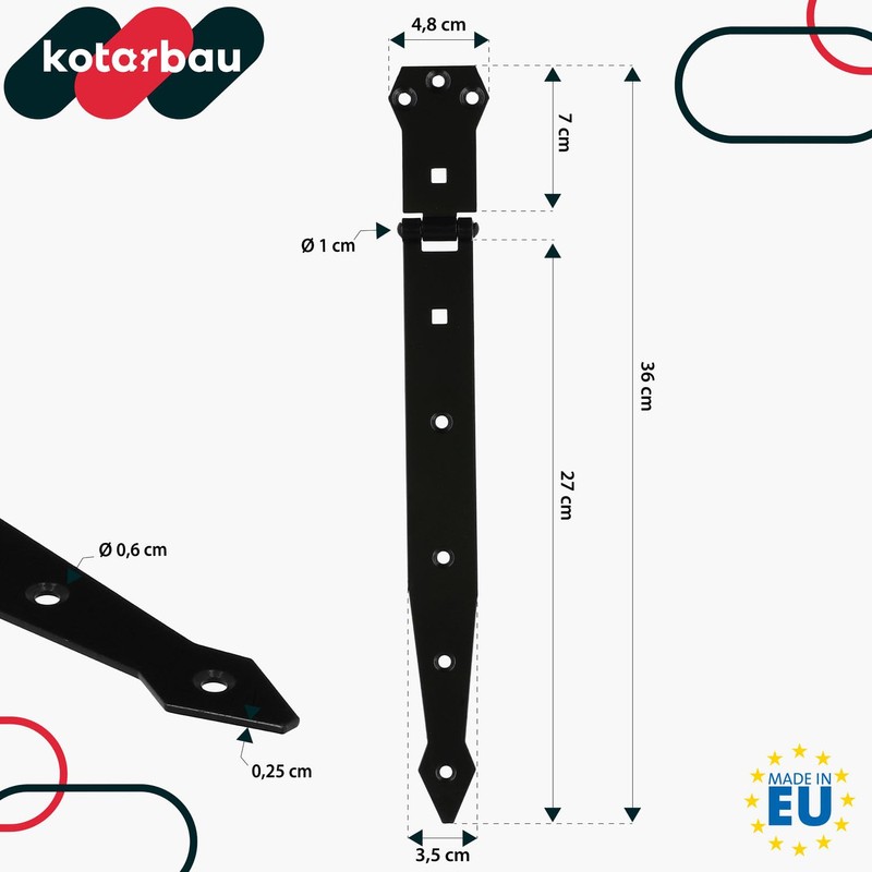KOTARBAU® Door Hinge Door Hinge Powder Coated Shop Hinge Cross