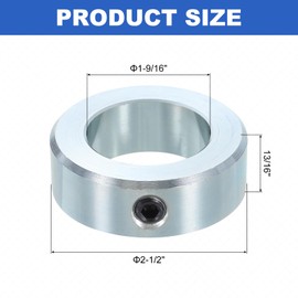 sourcing map Set Screw Collars 1-9/16" Bore Zinc Plated Steel Shaft Collars, 2-1/2" OD, 13/16" Width Axle Collar Clamp for Linear Rod Shaft Guide