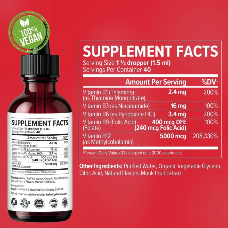 Nusava Complejo De Vitamina B12 Liquido Hecho En Usa