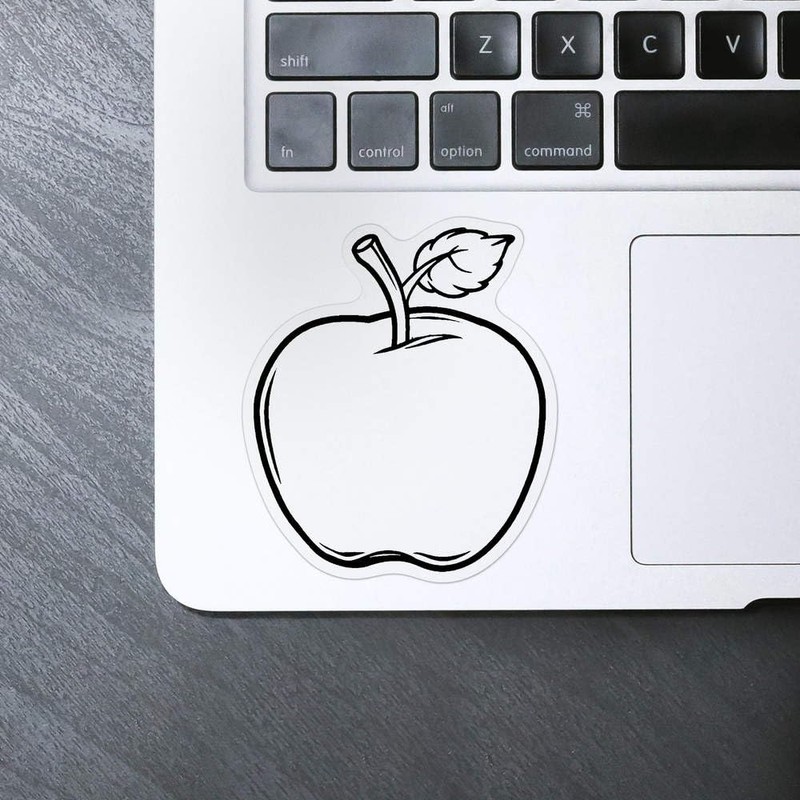 Medium 100mm 'Apple with Leaf' Transparent/Clear Sticker Decal for Windows/Cars/Walls