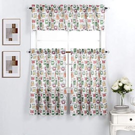 Interior Trends 3 Piece Kitchen Window Curtain Panel Tiers and Valance Set (36" Tiers Set, Vegetable Jars)