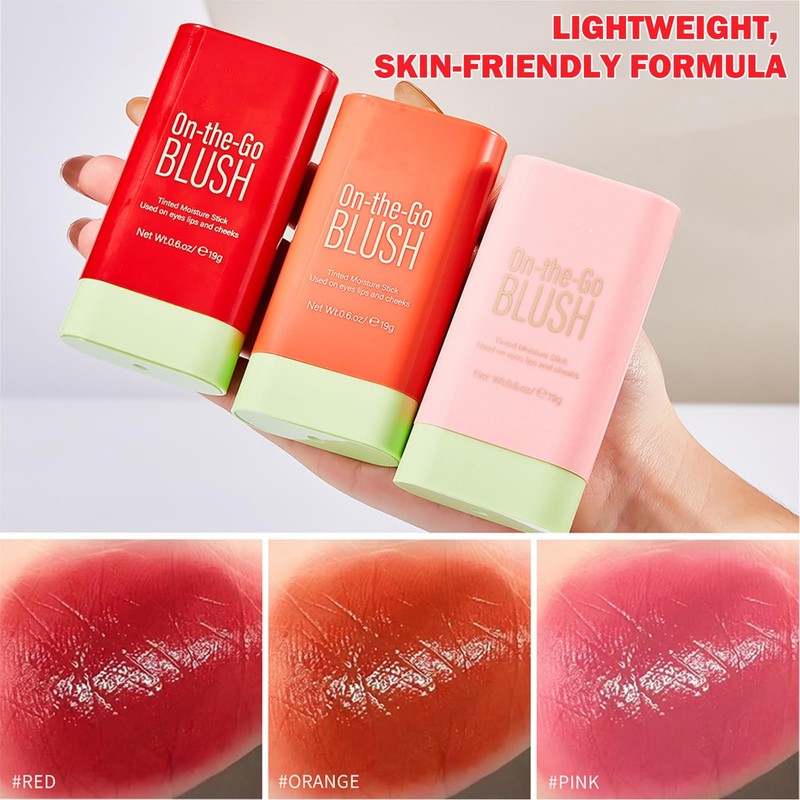 3-in-1 Blush Stick for Cheeks, Lips & Eyes – Long-Lasting