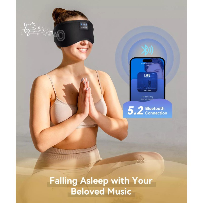 TOPOINT Bluetooth Sleep Mask with Headphones for Travel and Side