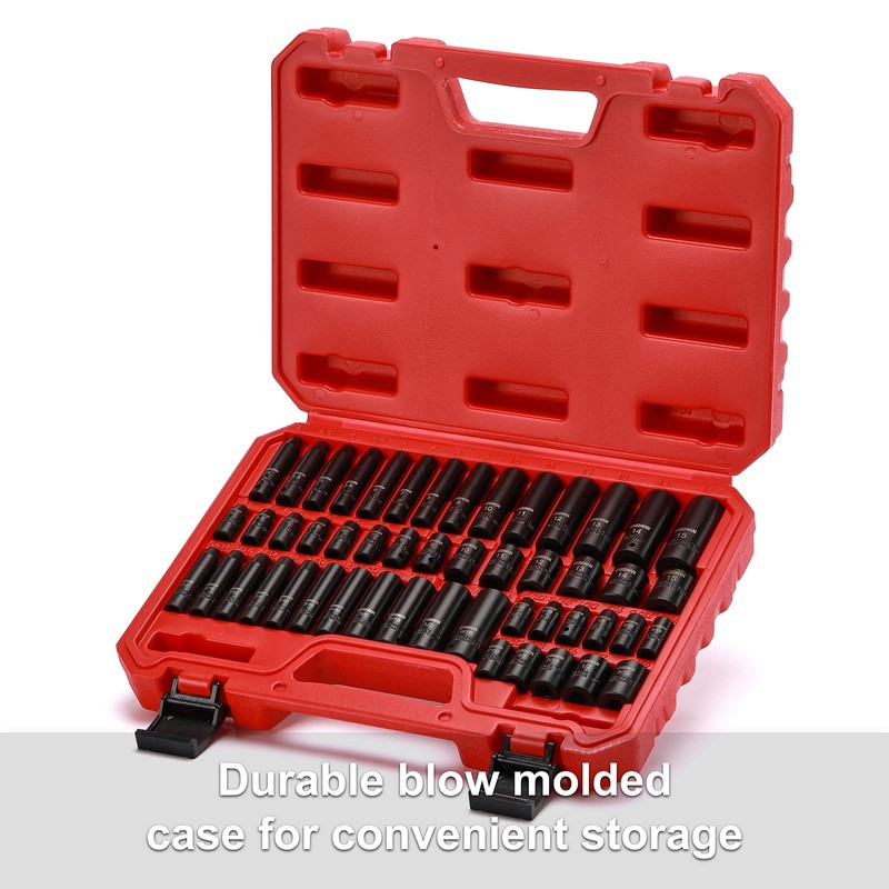 CASOMAN 1/4 Inch Drive Master Impact Socket Set, 50-Piece, 6-Point,