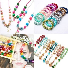 Cuentas de perlas rojas oscuras para hacer joyas, 1750 piezas de cuentas de perlas rojas oscuras para manualidades con agujero de 4 mm, 6 mm, 8 mm, 10 mm, 12 mm, cuentas espaciadoras sueltas para