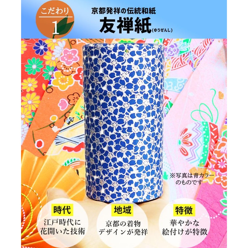 Kitsusako Kyoto-born Yuzen Paper Tea Canister, Cherry Blossom Pattern [Suppresses
