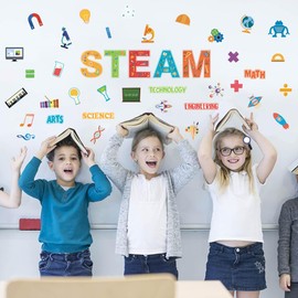 IARTTOP Science Element Wall Decal Science Technology Engineering Arts Math Subject Lettering Wall Decal Colorful School Supplies Wall Sticker Steam Science for Classroom Nursery Study Room Decor