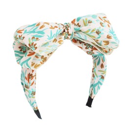 CAVETEE Bow Headband for Women, Knotted Turban Wide Headband Cute Floral Rabbit Ear Hair Bows Top Knot Headwraps Hair Band for Women Girls