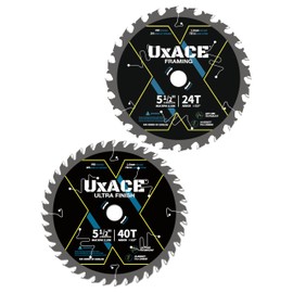 UXACE 5-1/2-Inch 24&40-Tooth Circular Saw Blade with 5/8-Inch Arbor, Framing & Ultra Finish Wood Cutting, Carbide Tip, Thin Kerf, for Plywood, MDF, OSB, Laminated, 2 Pack