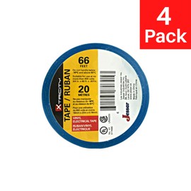 Xtricity Vinyl Blue Electrical Tape 3/4 inch x 66 Ft for Electrical Insulation, Wire Bundling and DIY Repairs – Durable, Stretchy, General Purpose – Up to 600V (4 Pack)