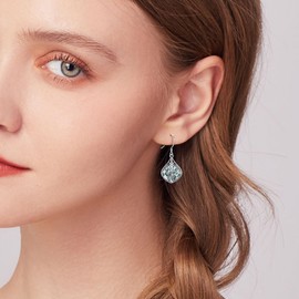 Moss Agate Mushroom Dangle Earrings Sterling Silver Mushroom Jewelry Gift for Women