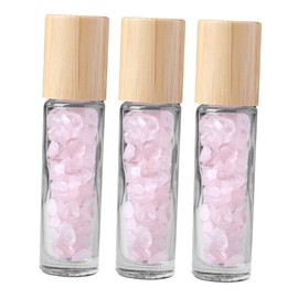 Mikinona 10ml Pink Crystal Stone Roller Bottle Set Roll-on Cosmetic Storage Bottle Essential Oil Bottles Makeup Liquid Storage Containers