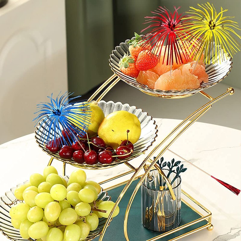 50Pcs Palm Tree Picks, 6 Colours Fireworks Cocktail Sticks Foil
