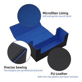 Mcbazel Deck Box for MTG Cards,Card Deck Box for 35PT Magnetic Card Holder, Card Deck Holder for TCG cards,PU Leather Deck Box Storage Case(Black Blue)