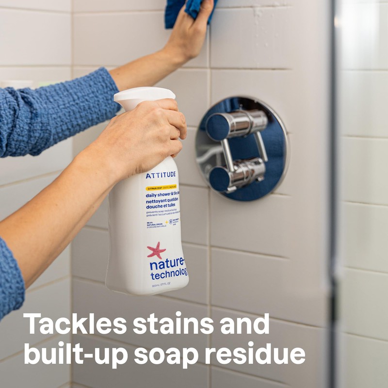 ATTITUDE Shower & Tile Cleaner, EWG Verified, Plant-Based & Vegan