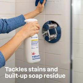 ATTITUDE Shower & Tile Cleaner, EWG Verified, Plant-Based & Vegan Bathroom Spray, Removes Soap Scum & Grime, Citrus Zest Scent, 27.1 Fl Oz