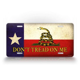 SignsAndTagsOnline DTOM Texas State Flag License Plate Americana Gadsden Tea Party Patriotic Vintage American Auto Tag USA