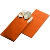 50-Pack Disposable Linen-Feel Dinner Napkins with Built-in Flatware Pocket, ORANGE