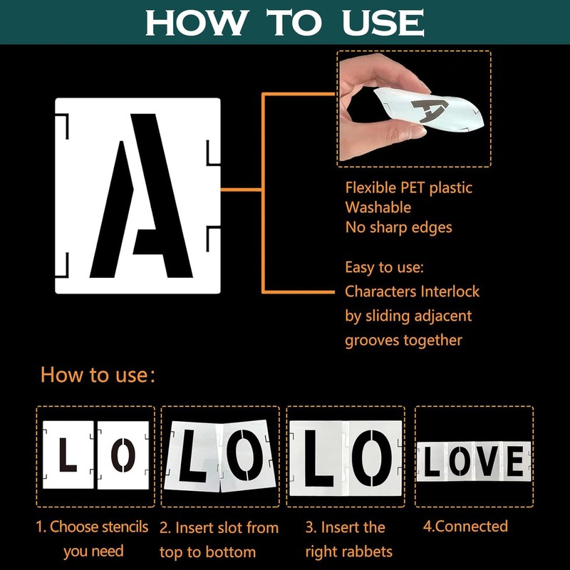 6 Inch Letter and Number Stencils,Letters and Numbers Stencil Kit,42