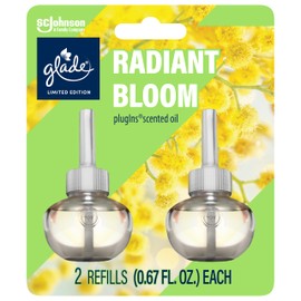 Glade PlugIns Refills Air Freshener, Scented and Essential Oils for Home and Bathroom, Radiant Bloom, 1.34 Fl Oz, 2 Count