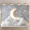 Indoor Boho Newborn Children Golden Glowing Moon Silver Glittering Stars