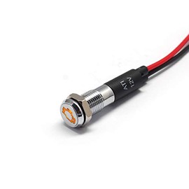 Alpinetech PL8MS 8mm 5/16" 12V LED Metal Signal Indicator Pilot Dash Light with Symbols (Check Engine)