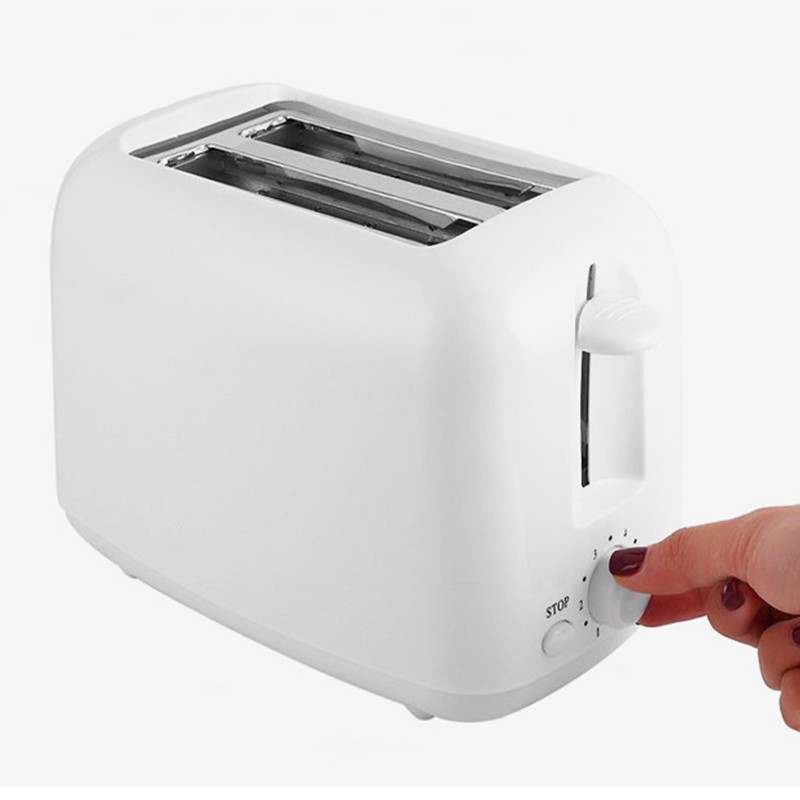650W Toaster with Double Wide Slots 6 Gears White Bread