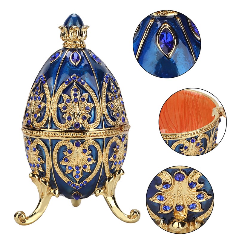 European Style Shiny Artificial Diamond Easter Egg Metal Crafts Jewelry