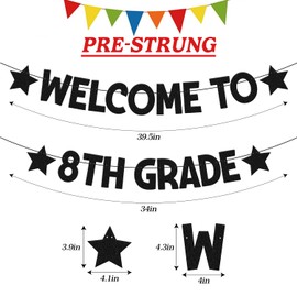 Welcome to 8th Grade Banner Back to School Decoration First Day of School Decor Back to 8th Grade Classroom Bulletin Board Backdrop for Students Supplies