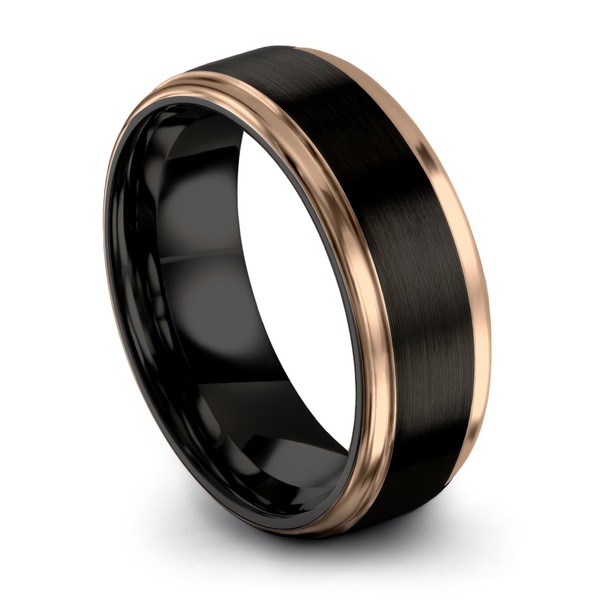 Midnight Rose Collection Tungsten Wedding Band Ring 8mm for Men
