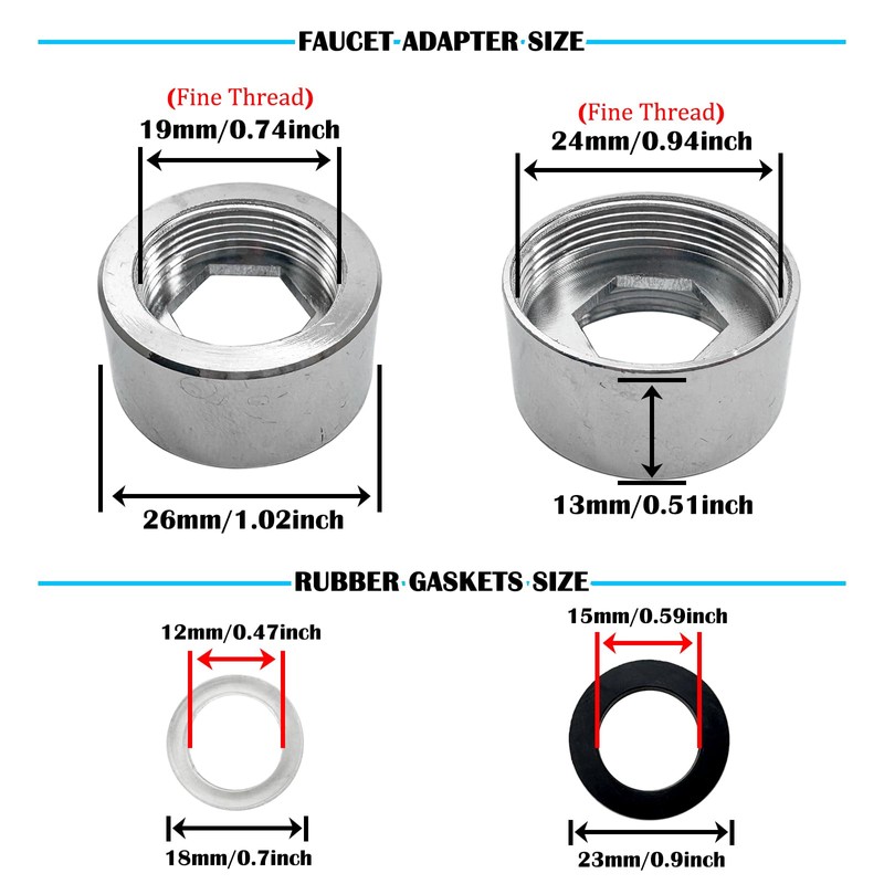 19mm Female to 24mm Female Faucet Adapter,Brass Water Faucet Adapter,Tap