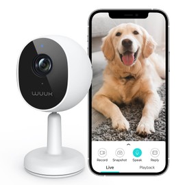 WUUK 4MP/2.5K Indoor Surveillance Camera with Magnetic Stand, WLAN IP Camera Surveillance Indoor, Dog Camera with App, Camera for Elderly People, Compatible with Alexa & Google