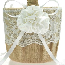 EinsSein 2 x Wedding Jute Flower Scatter Baskets 17 x 26 x 13 cm Flower Girl Scatter Basket Basket Flower Baskets Flower Children Flowers Scattering Basket