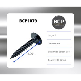 BCP Fasteners #8 x 1, 100 Qty Black Wood Screws - Phillips Modified Truss Head Wood Screws, Black Phosphate Coated Carbon Steel, Perfect for Wood-to-Wood & Thin Metal Fastening Projects BCP1079