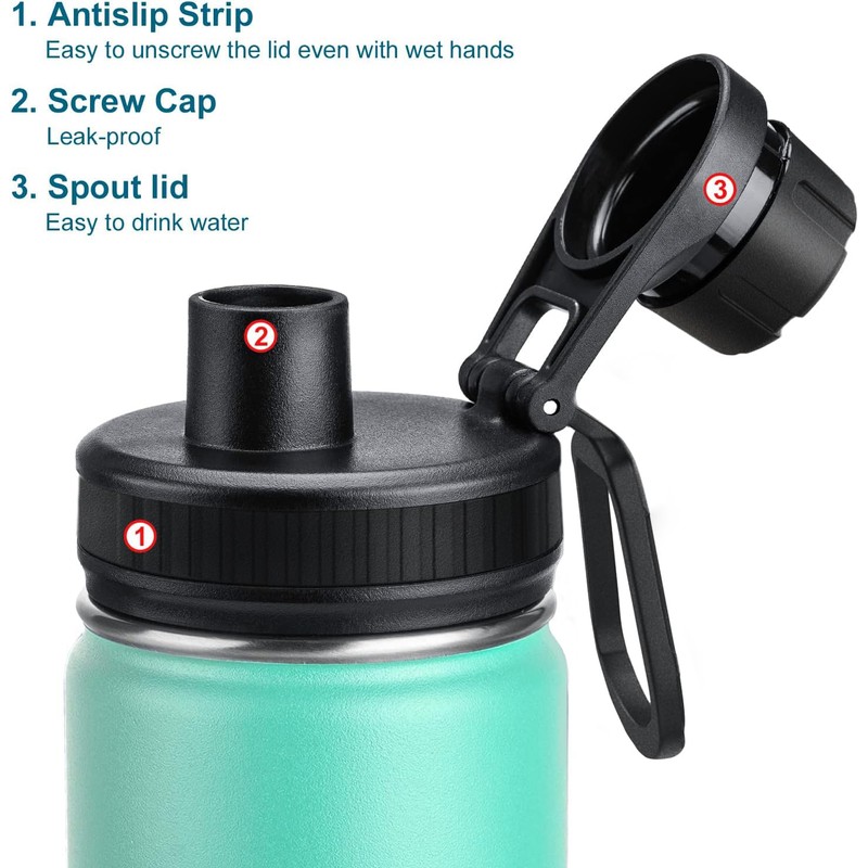 Koodee Insulated Water Bottle, 18 oz Stainless Steel Double Wall