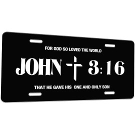 BLVD John 3:16 Religious Cross Metal License Plate Including Mounting Hardware