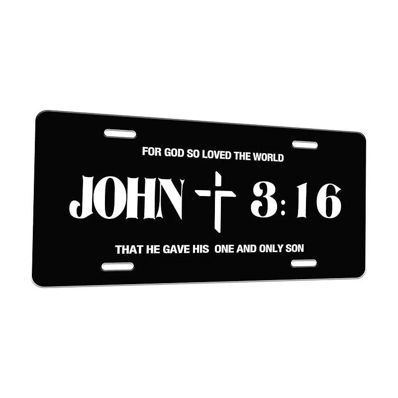 BLVD John 3:16 Religious Cross Metal License Plate Including Mounting