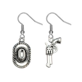 Ticome Western Cowgirl Earrings,Vintage Denim Ethnic Style Asymmetrical Earrings, Western Denim Themed Accessories, Stainless Steel Fashion Items for Rural Parties, Women's Jewelry Gifts