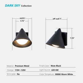 MIDLMJCOI Outdoor LED Wall Lights Set of 2, 6W 3000K Modern Black Porch Wall Sconces for House, Exterior Patio Lighting Fixtures Wall Mount for Garage, Garden, Yard