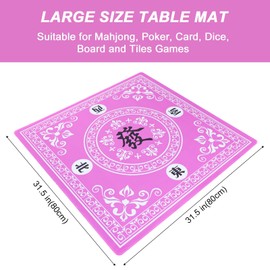 GUSTARIA Mahjong Mat,Mahjong Table Mat with 3 Dice & Carrying Bag for Card, Board & Tile Games, Anti Slip and Noise Reduction Table Cover(Pink, 31.5 inches)