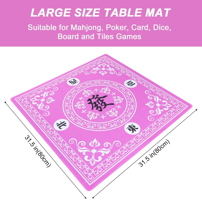 GUSTARIA Mahjong Mat,Mahjong Table Mat with 3 Dice & Carrying