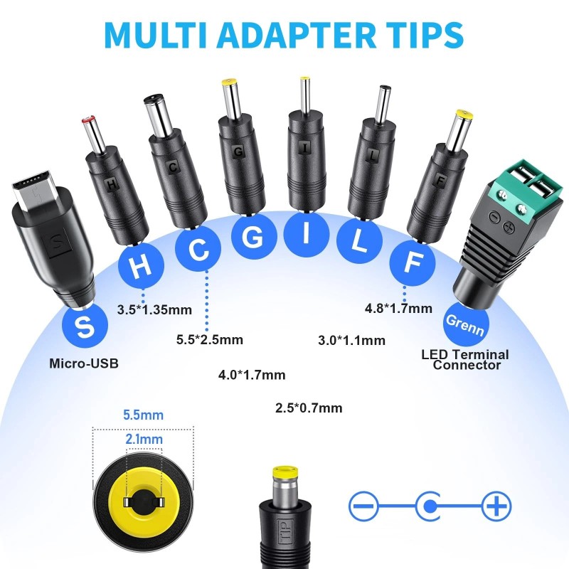 SoulBay 12V Power Supply Universal AC DC Adapter Charger with