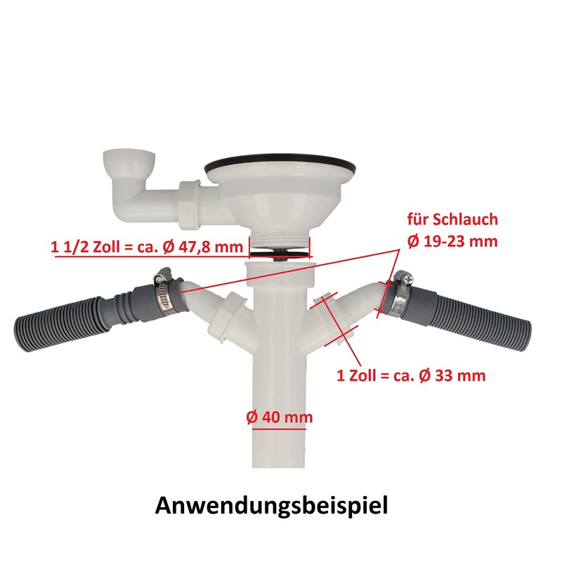 tecuro 1 1/2 Inch Sink Siphon Flexible Shortenable Drain Hose