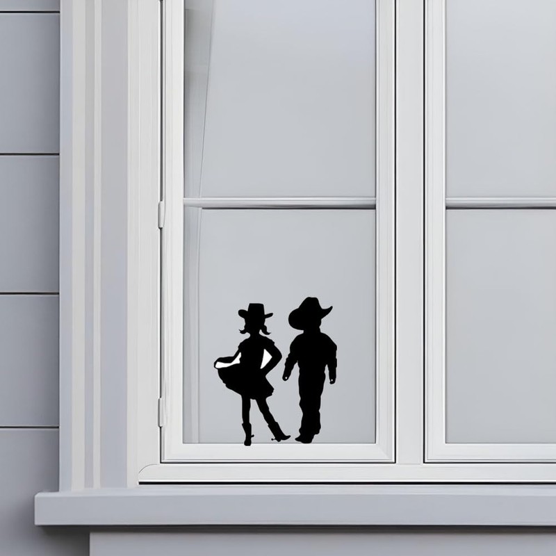 Western Silhouette Vinyl Decal Stickers, 2-Pack, Decorative Waterproof Design for