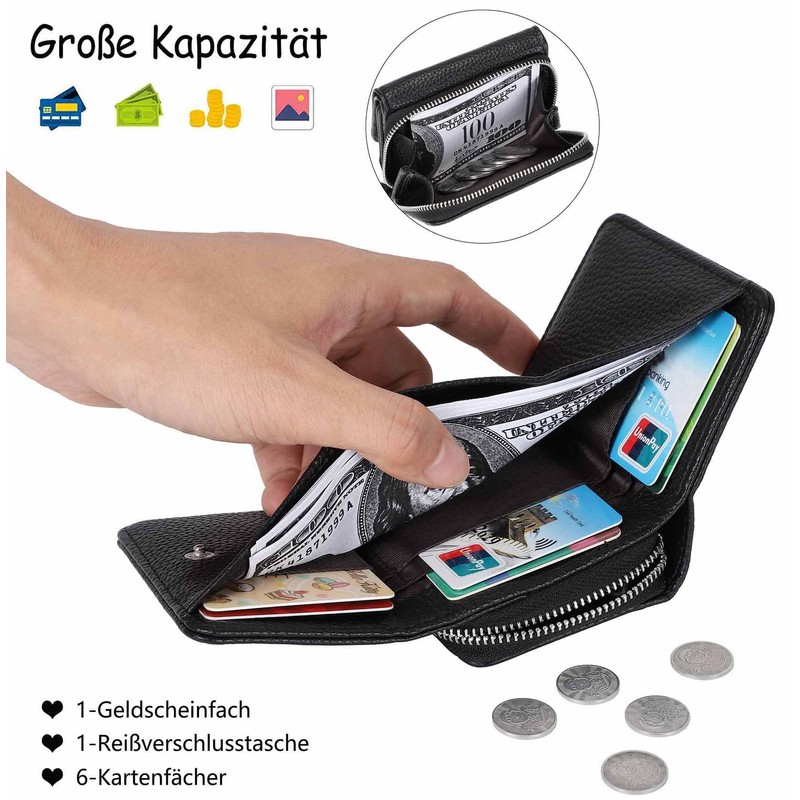 RRANCharltu Women's Small Leather Purse with Zip Coin Compartment Card