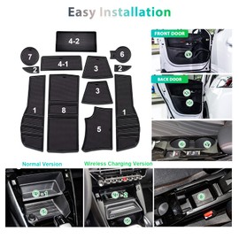 GAFAT Peugeot 2008 e-2008 2020-2024 2025 Non-Slip Mats, UK RHD Car Mats Car Centre Console Rubber Mats, Cup Holder Mats, Storage Box Mats, Door Seam Mats, Peugeot 2008 Accessories (Black)