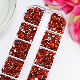 Towenm B7000 Jewelry Adhesive Glue with Rhinestones for Crafts, 4000PCS Tangerine Red Flatback Gems Rhinestones with Tweezer Picker Pencil Clear Glue for DIY Clothes Fabric Shoes Jewelry Making Nail