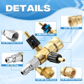 JOEJET Downstream Injector for Pressure Washer, Adjustable Dual Chemical Injector Kit with 3/8 Inch Quick Connect, 3-5 GPM, 4500PSI