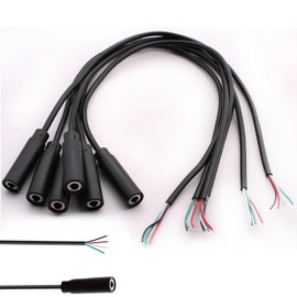 RUNCCI-YUN 6 x 3.5 mm Female to Bare Wire with Open End TRRS 4-Pin Stereo 1/8 Inch for Soldering 3.5 mm Mini Stereo Jack Cable for Repairing Audio Headphone Cables, 30 cm